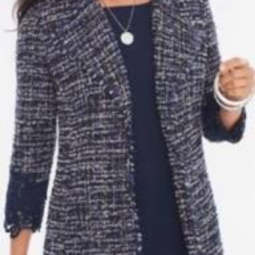 NWT Chico's tweed lace cuff jacket/blazer 0P